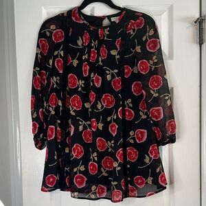 Gorgeous Kate Spade Black Dress with Red Floral Pattern